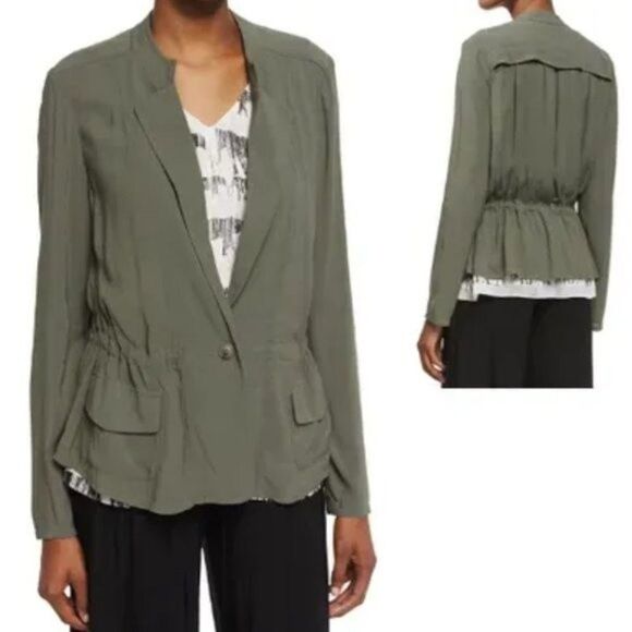 NWT Nic + Zoe One-Button Femme Utility Jacket, Army Green, Size Small Petite - Picture 1 of 5